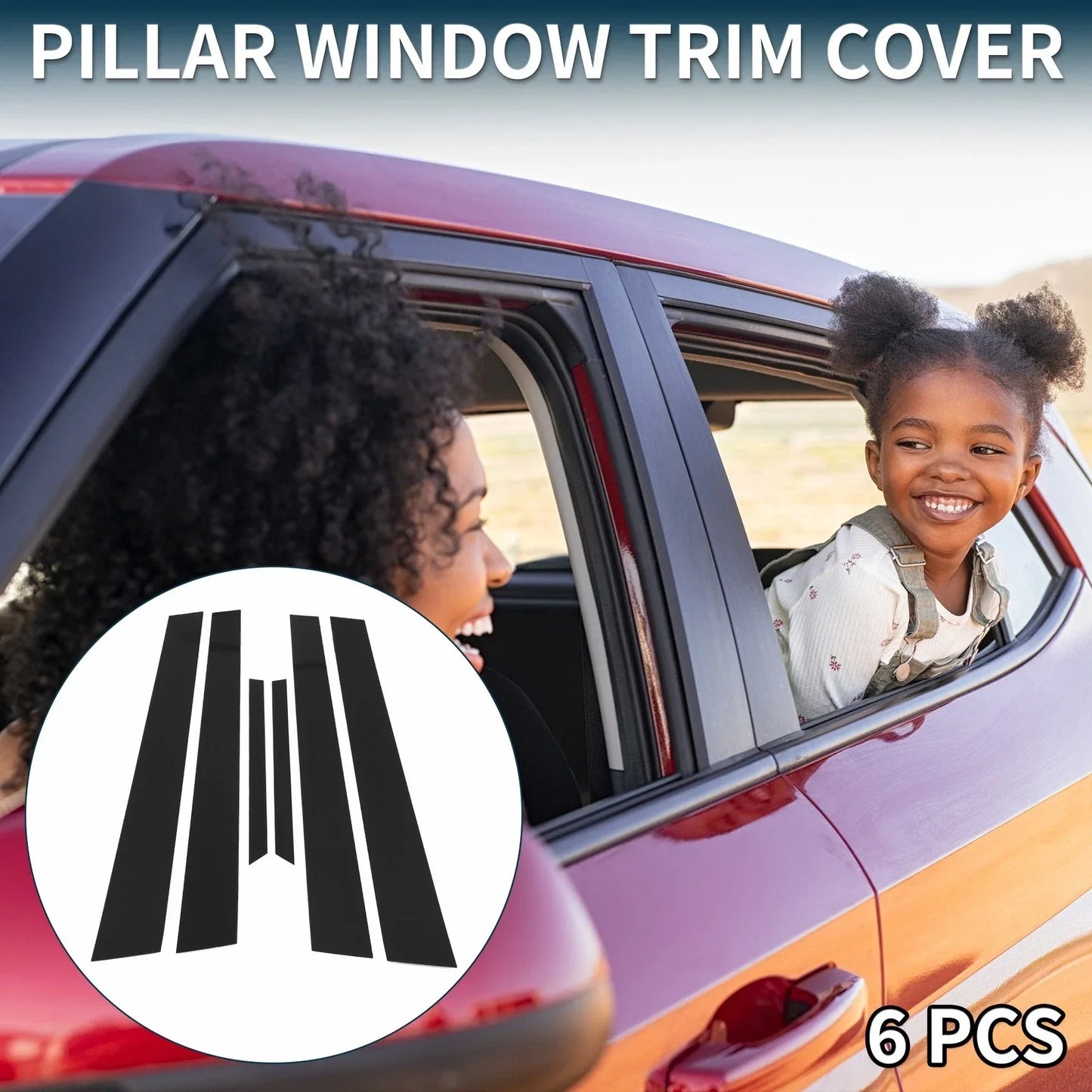 6 Pcs Black Door Pillar Window Trim for Honda Accord (1998-2002)