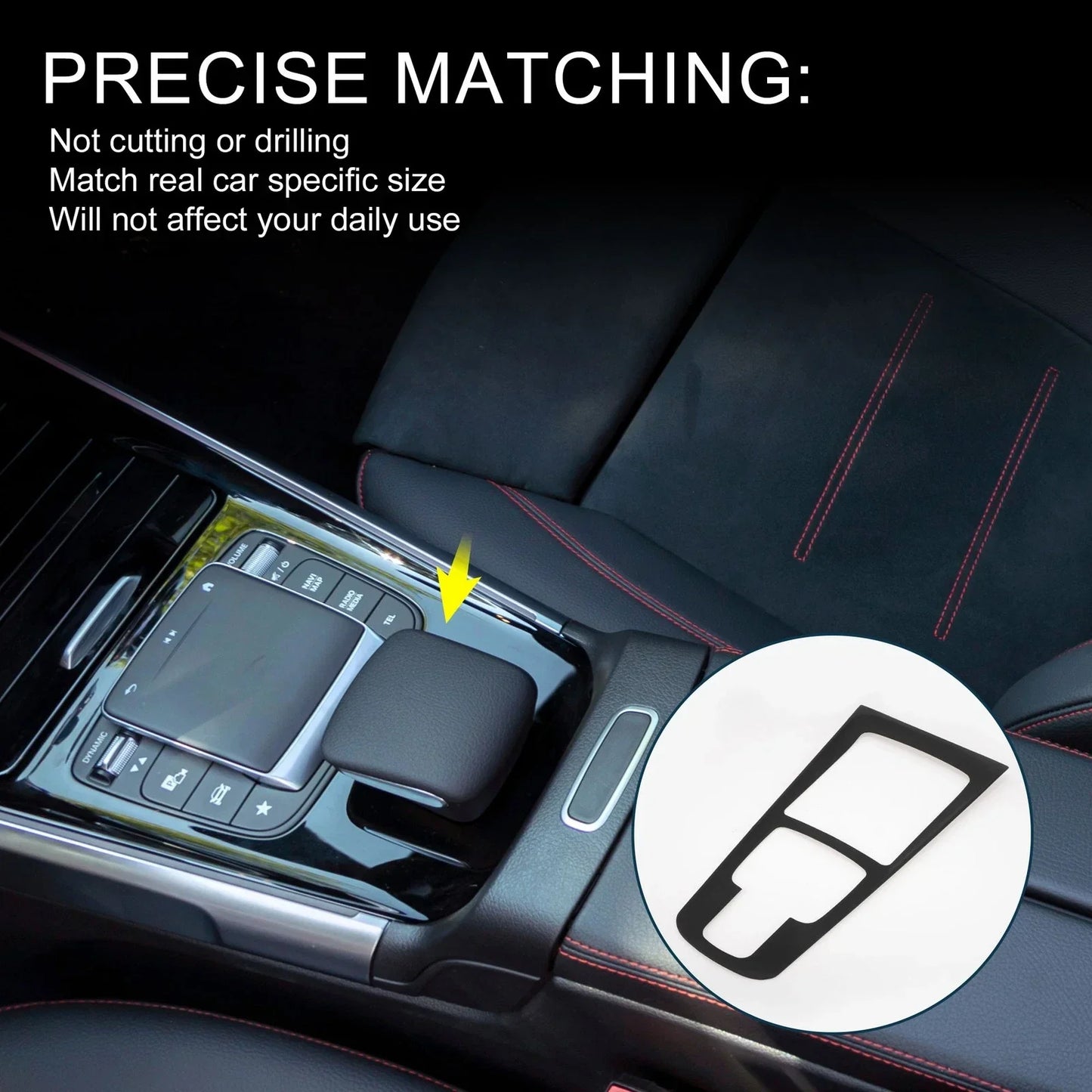 Center Console Panel Sticker for Mercedes-Benz GLA GLB EQA Matte Black (2020-2023)