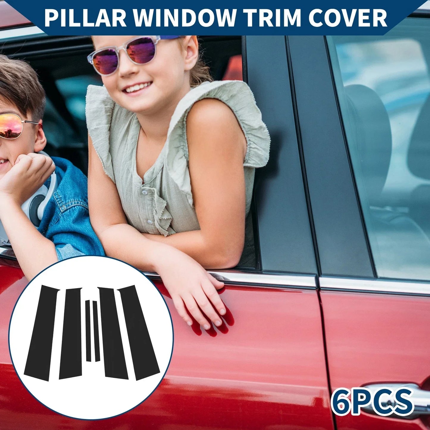6 Pcs Black Door Pillar Window Trim for Honda City (2015-2019)