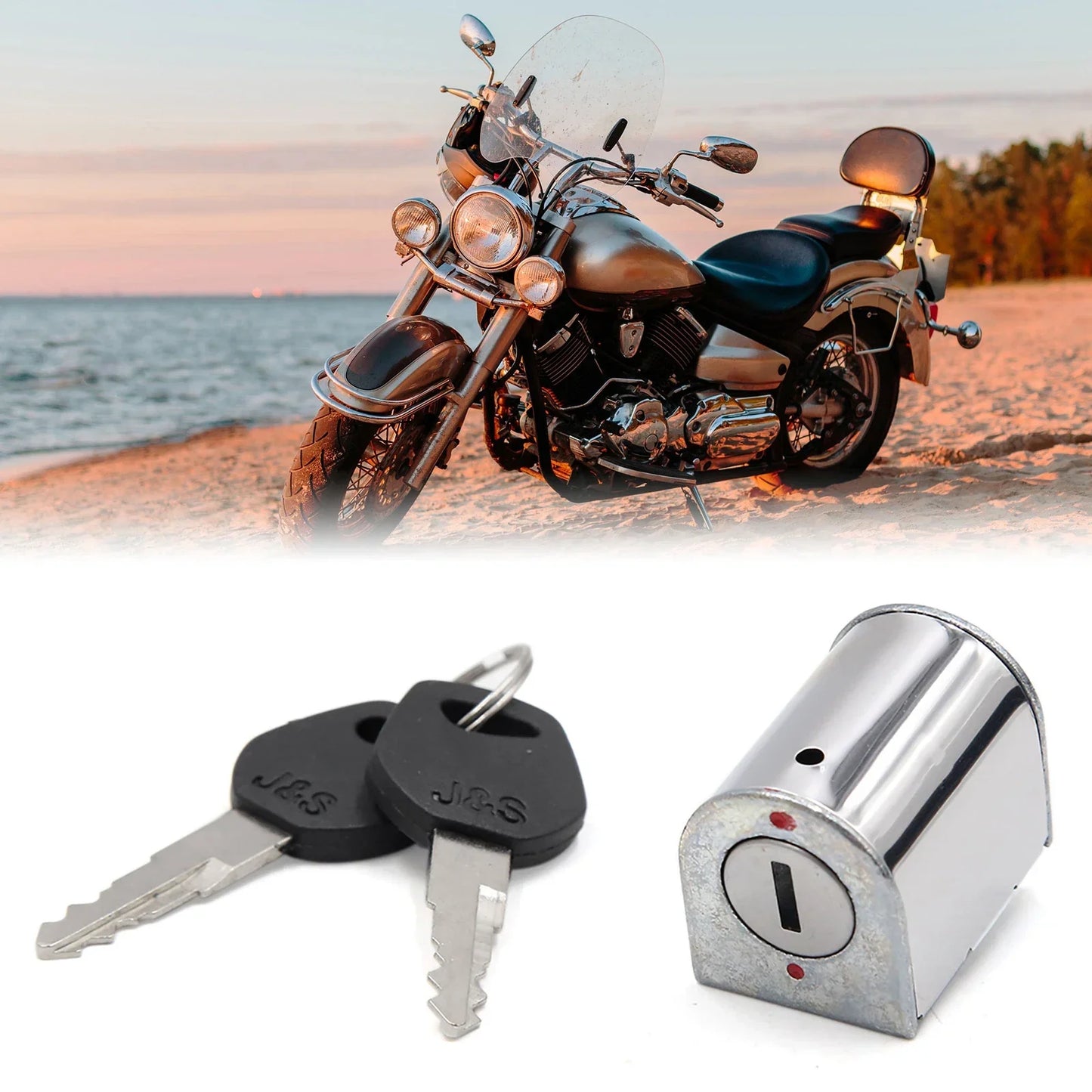 Stainless Steel Motorcycle Steering Lock with 2 Keys for Honda CG125 (2000-2023)