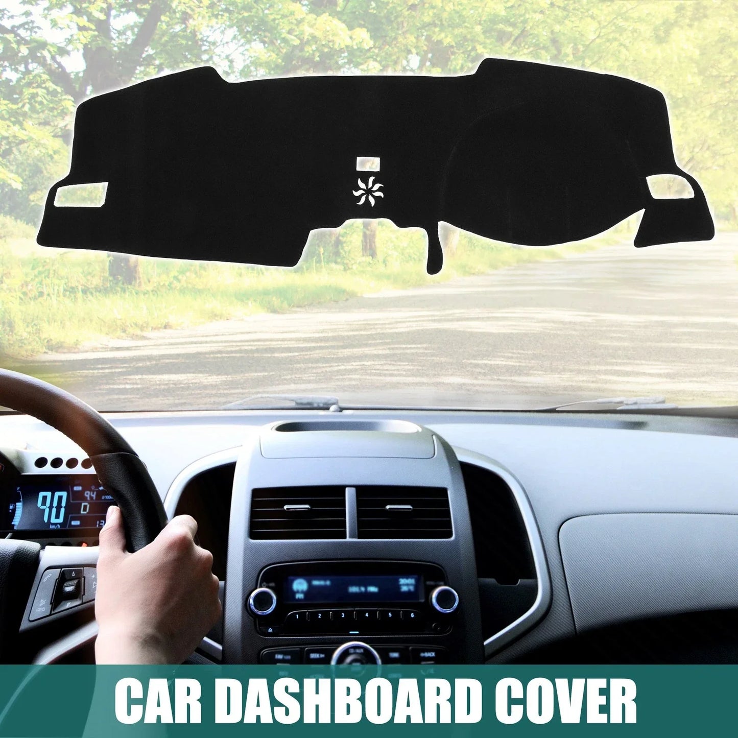 Black Polyester Dashboard Cover Mat for Honda Civic (2020-2023)