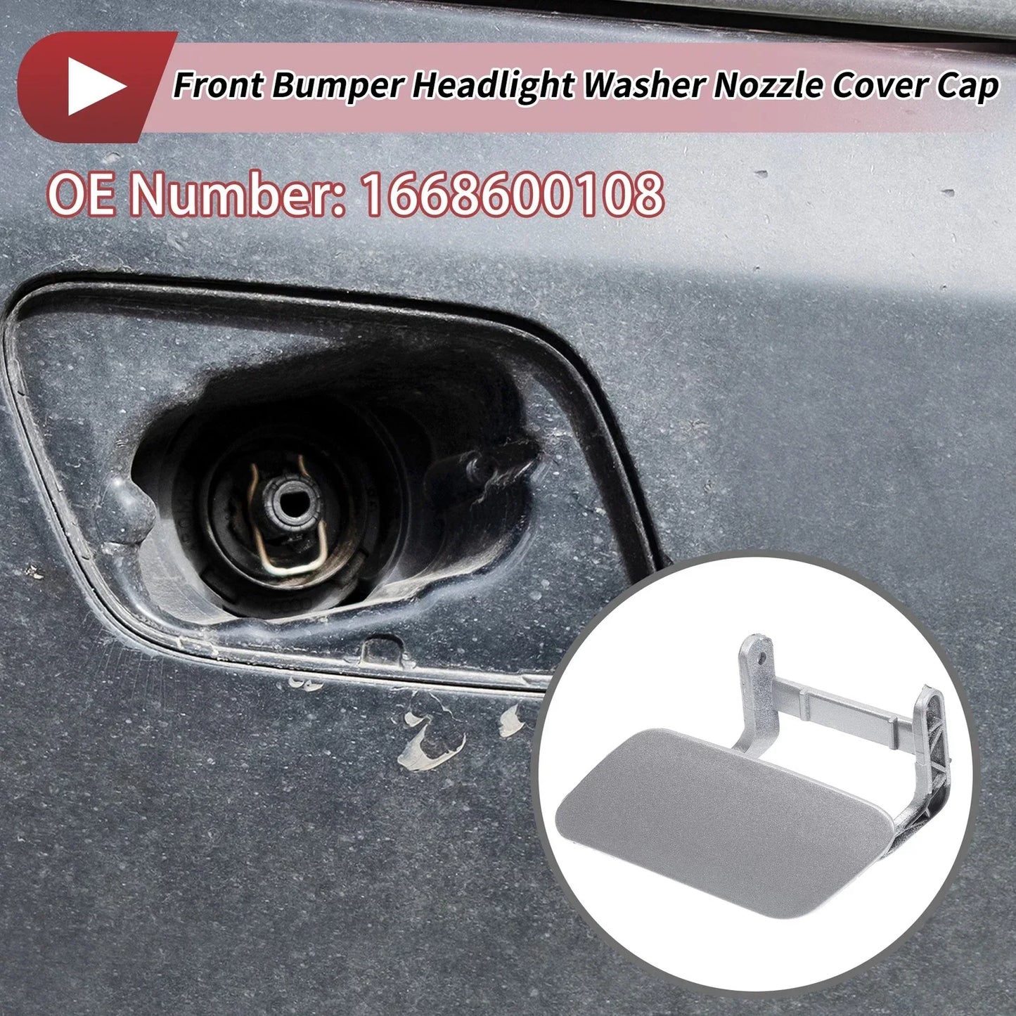 Front Left Washer Nozzle Cover for Mercedes-Benz ML350 (2012-2015) Silver