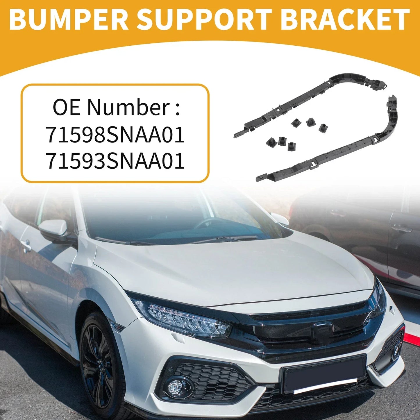 Rear Bumper Support Bracket for Honda Civic 2006-2011 (1 Pair, Black)