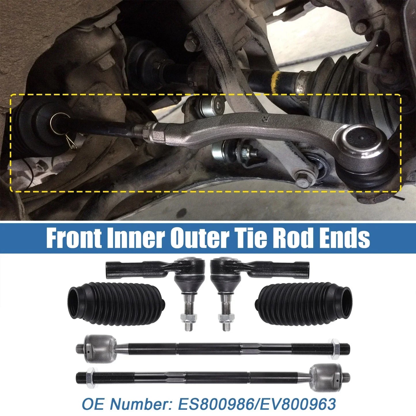 6pcs Front Inner Outer Tie Rod Ends for Chrysler 300 (2005-2023)