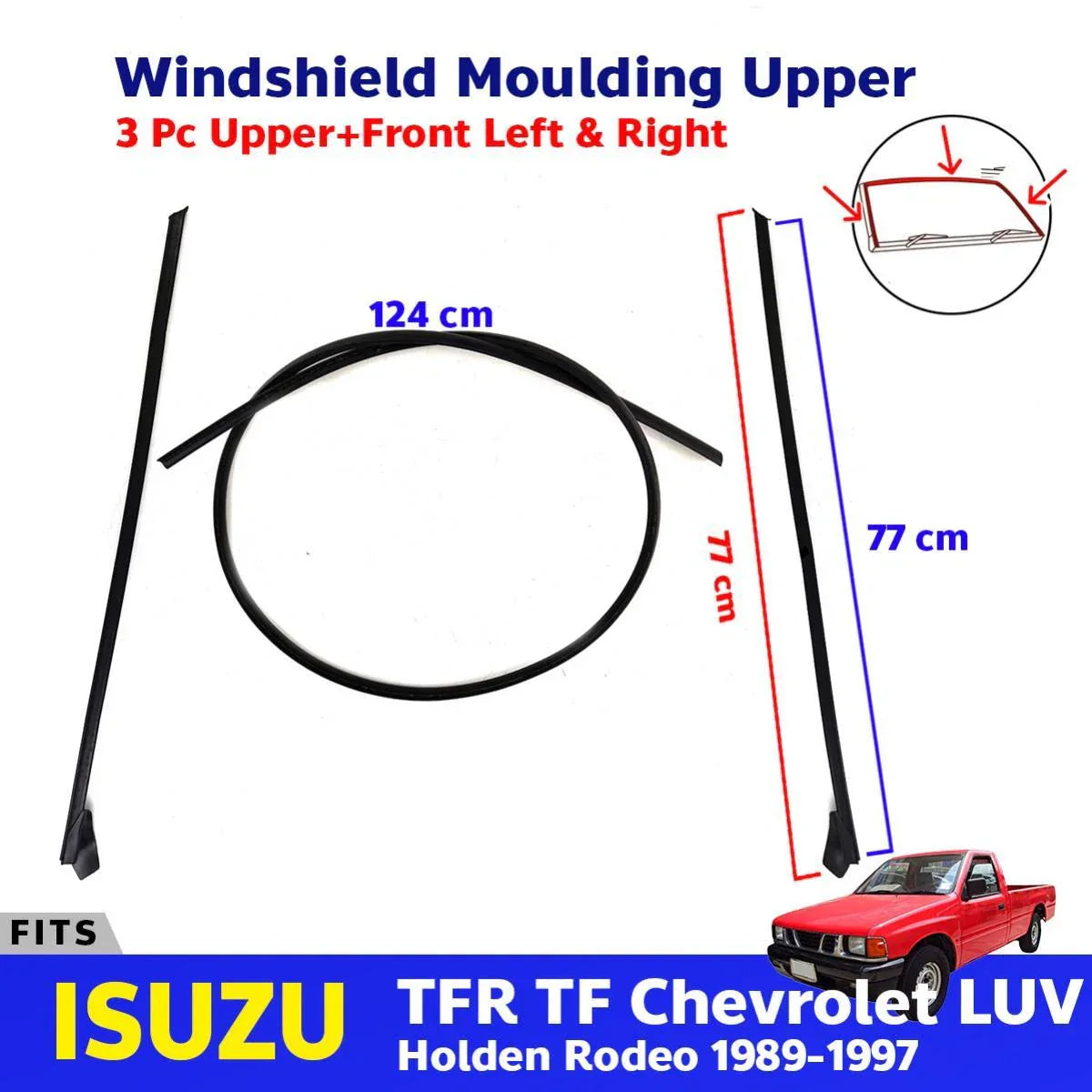 Front Windshield Moulding Rubber Set 3 Fits ISUZU TFR Holden Rodeo 1989-97 D12