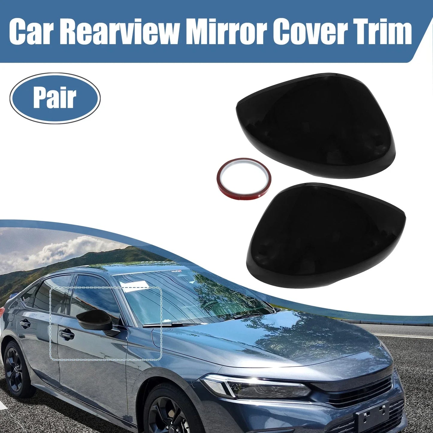 ABS Black Rearview Mirror Covers for Honda 11th Gen Civic (2022)
