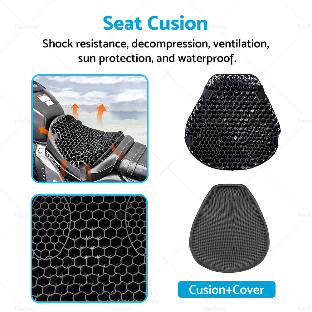 1x Motorcycle Gel Seat Cushion Pillow Pad Cover for Comfort