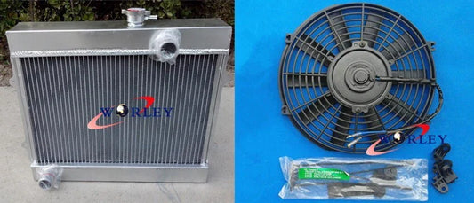 3 Row Aluminum Radiator + Fan for Corolla KE30 KE35 KE38 KE55 KE70 (1974-1985)
