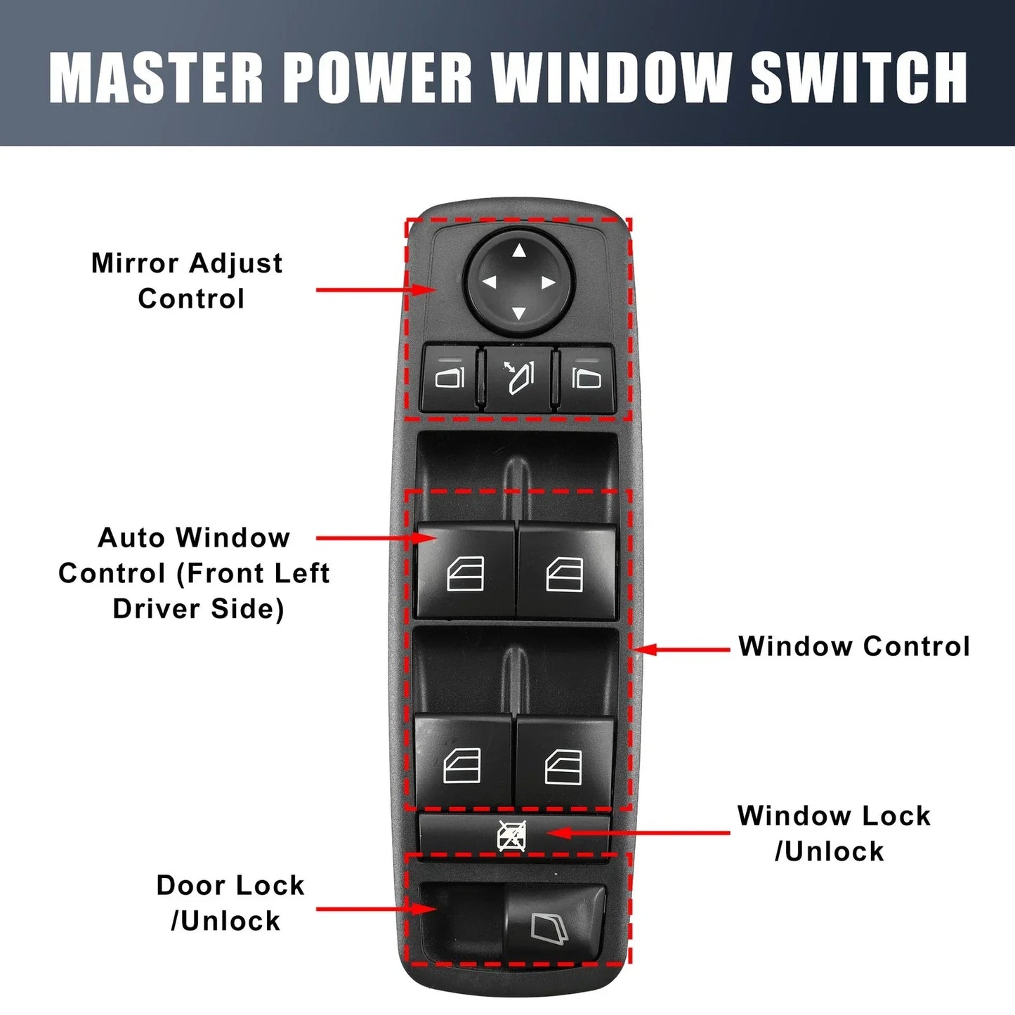 Car Window Switch Driver Side for Mercedes GL320 GL350 GL450 GL550 (2007-2012)