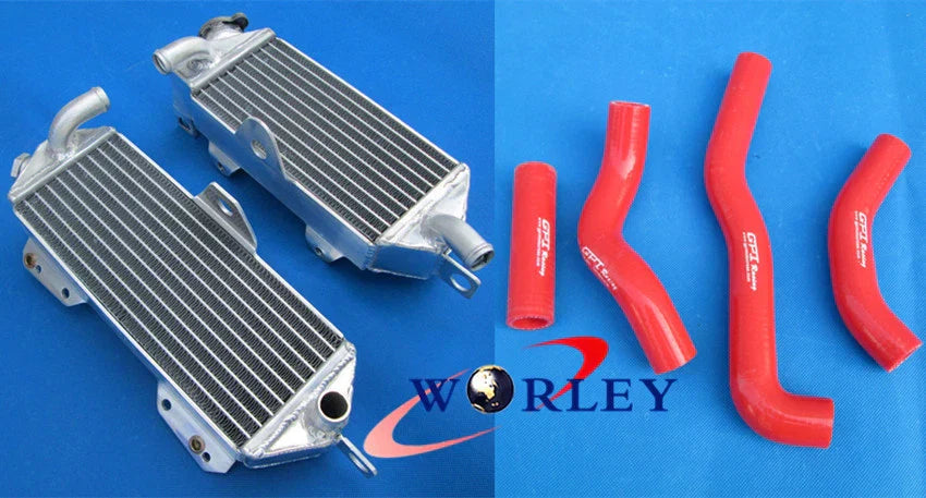 Aluminum Radiator & Red Silicone Hose for Kawasaki KX250 (1988-1989)