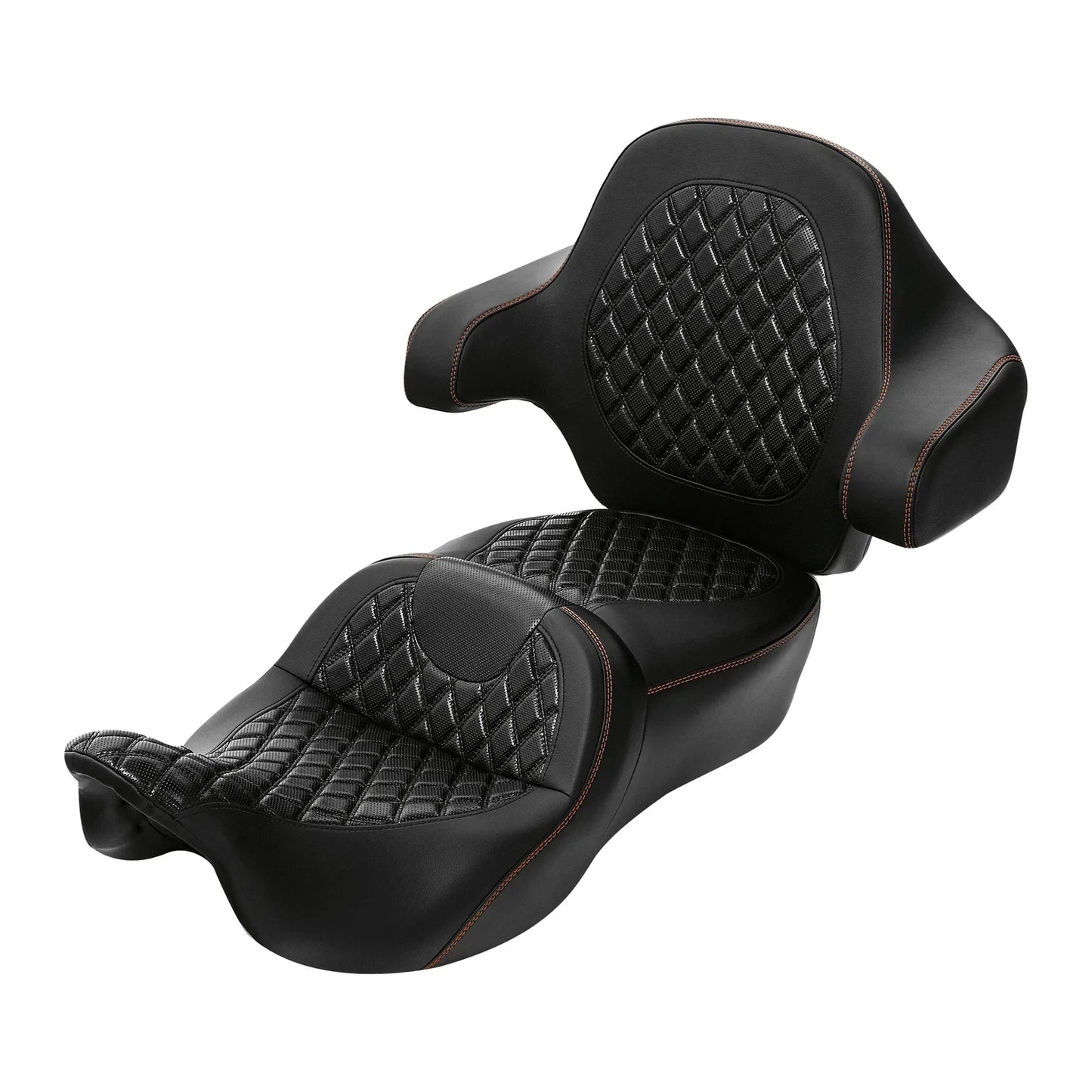 Black 2-Up Driver Passenger Seat Backrest for Harley Touring (2014-2023)