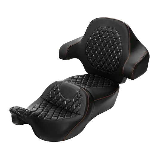 Black 2-Up Driver Passenger Seat Backrest for Harley Touring (2014-2023)
