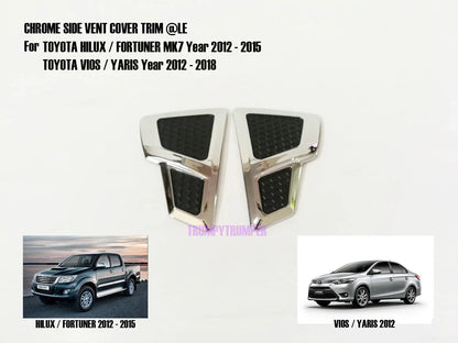 Chrome Side Vent Door Cover Trim for Toyota Hilux Fortuner Yaris Vios (2012-2015)