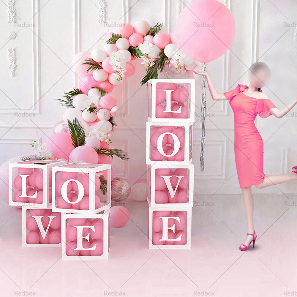 Clear Balloon Box Cube for Birthday Baby Shower Party Gift Decor