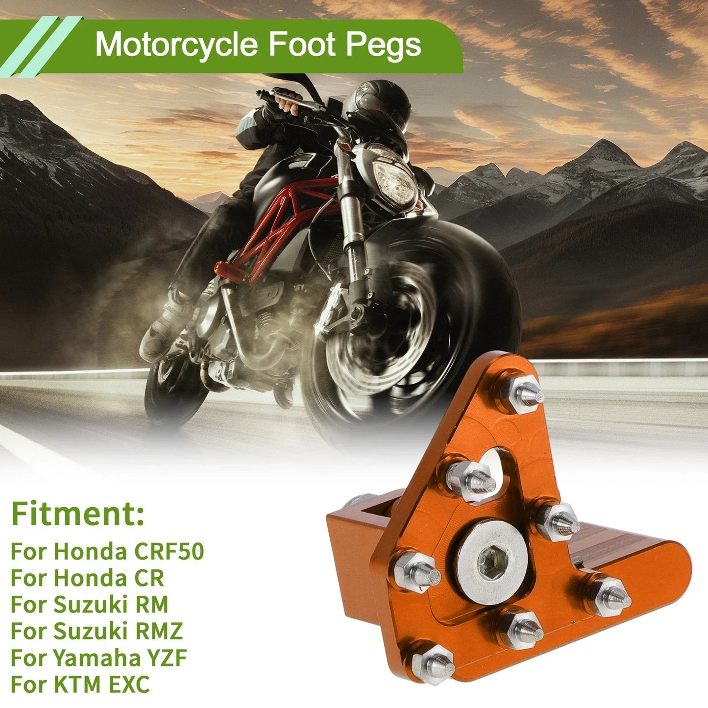 Motorcycle Foot Pegs for Honda CRF50 Footrests - Orange (2004-2023)