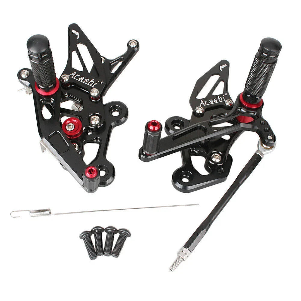 Steel Black Rearset Footpegs for Suzuki GSR750 (2011-2016)