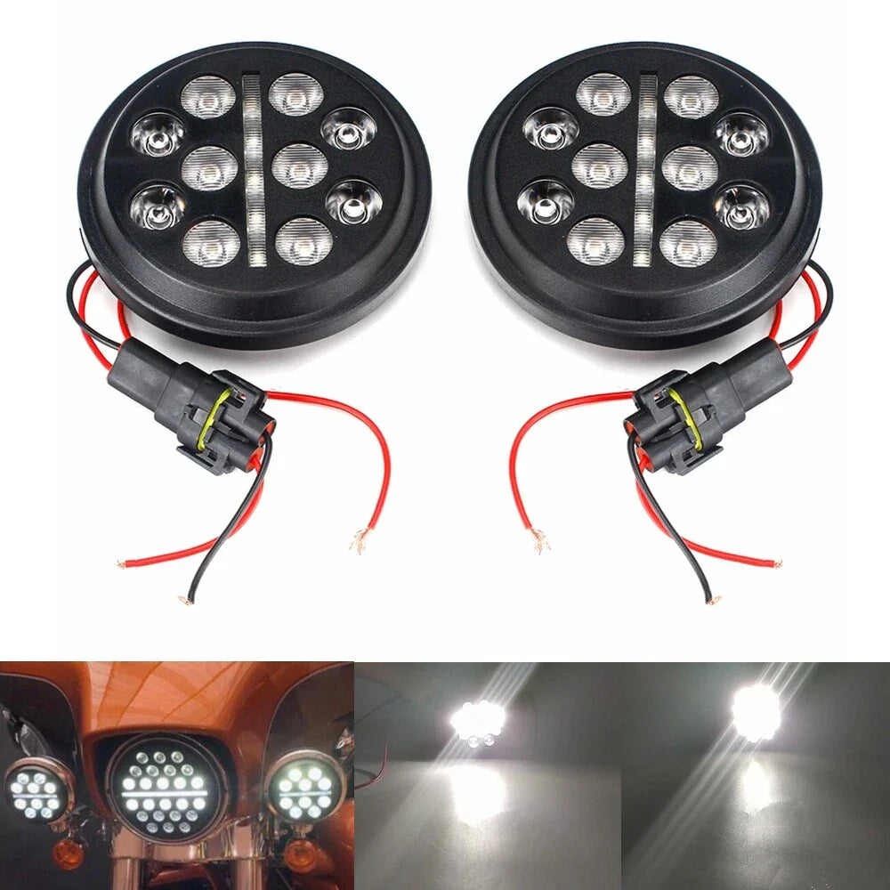 4.5" LED Fog Lights for Harley Dyna Sportster Softail Touring Forty Eight (2006-2023)