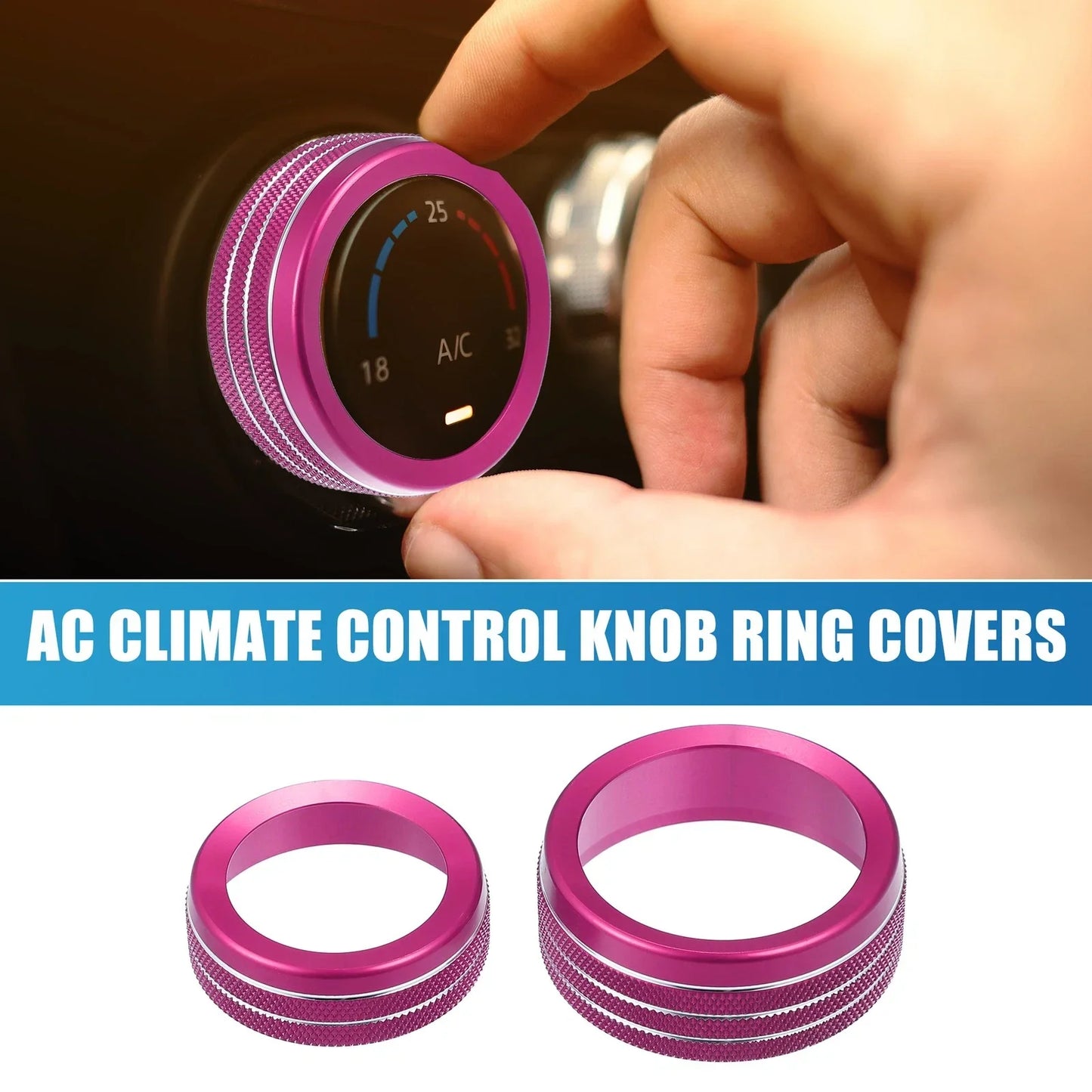 AC Radio Switch Knob Cover Decals for Dodge Durango 2014-2020 - 3 x Pink