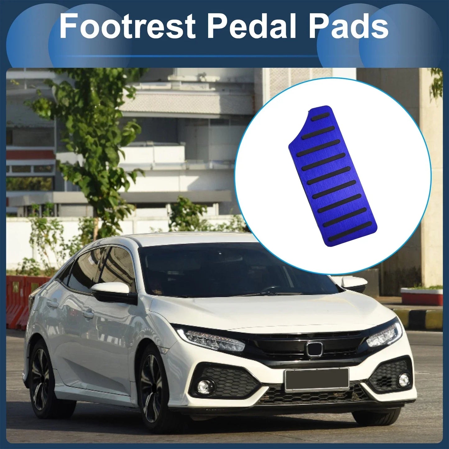 Footrest Pedal Cover for Honda Civic 2016-2024 Aluminum Alloy Blue (2016-2024)