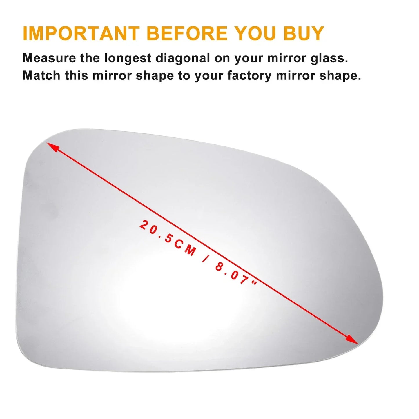 Right Side White Mirror Glass for Hyundai Santa Fe (2013-2018)