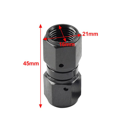 6AN Female to Female Swivel Coupler Union Fitting Adapter - Aluminum Black