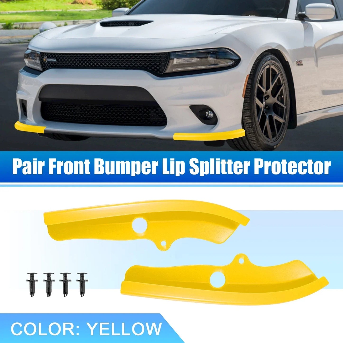 Front Bumper Lip Splitter Protector Yellow for Dodge Challenger (2015-2023)