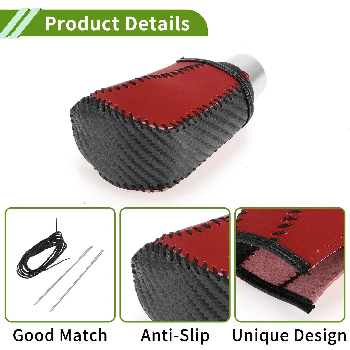 Car Gear Shift Knob Cover for Honda Civic 2016-2021 Black Carbon Fiber Red