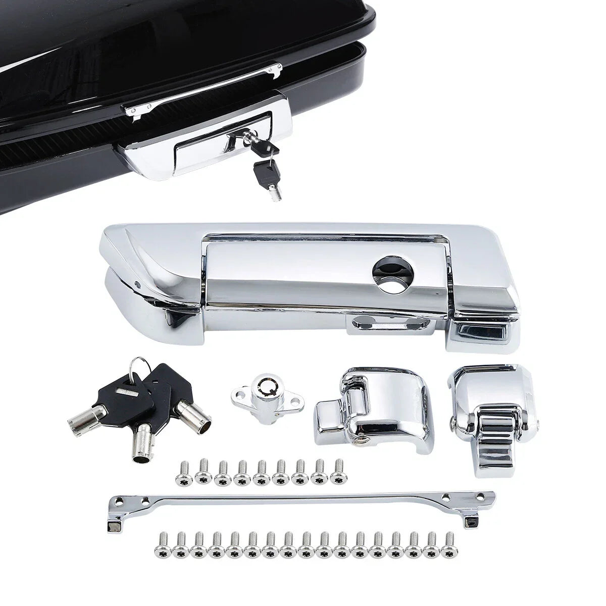 Chrome Trunk Latches Key Hinges for Harley Touring Road King Glide (2014-2024)