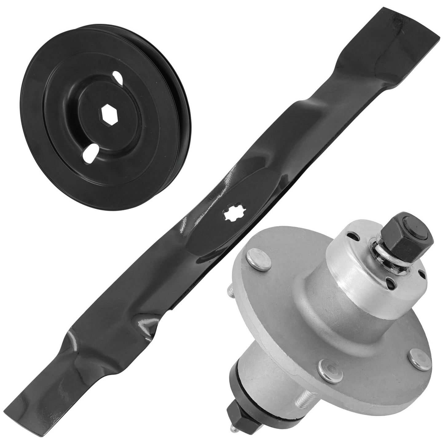 Caltric Deck Spindle with Blade and Pulley for John Deere X304 X310 (2004–2006)