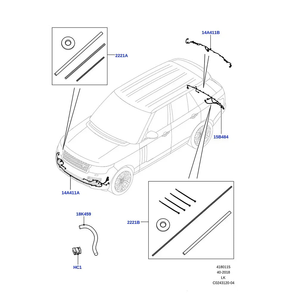 Front Bumper Wiring Harness for Land Rover Range Rover (2013-2017) Black