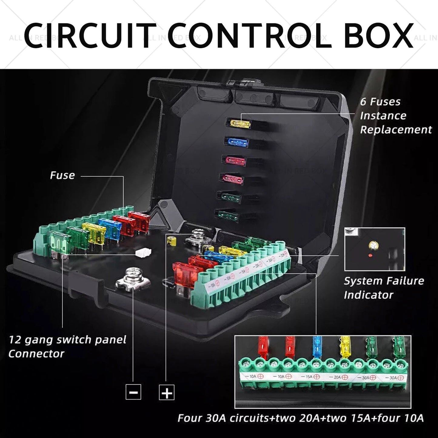 12 Gang LED Control Panel 12V 24V 100A for Truck SUV UTE