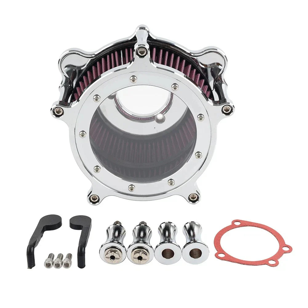 Air Cleaner Intake Filter Chrome Red for Harley Dyna Street Bob Electra Glide (2006-2023)