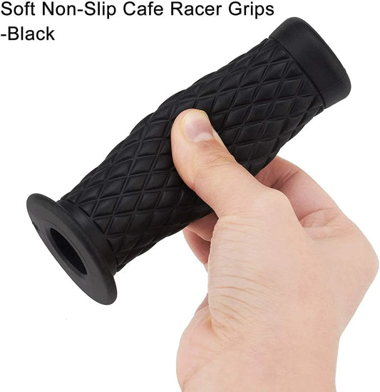 22mm Black Gel Handlebar Grips for Motorcycle Cafe Racer Dirt Bike ATV