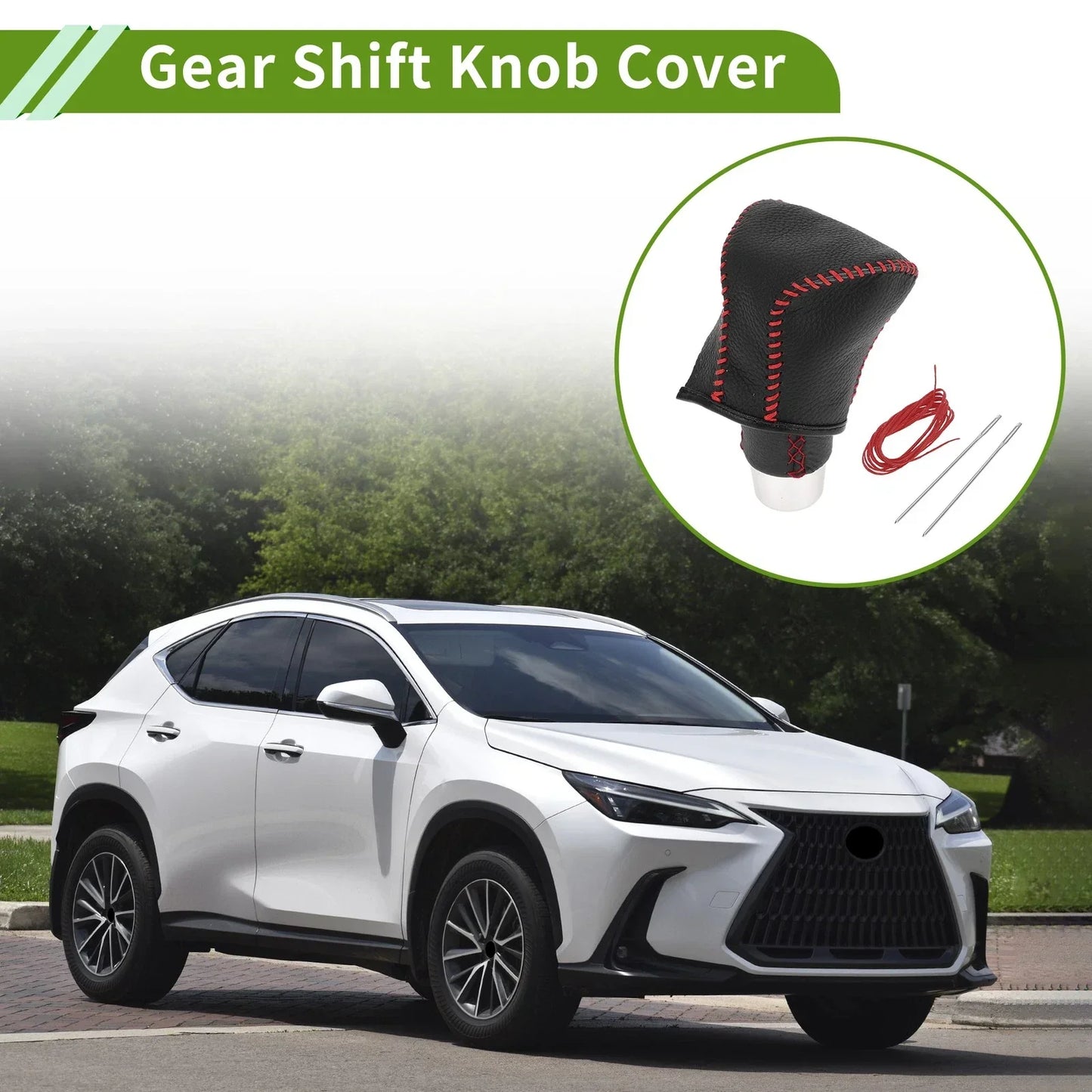 Car Gear Shift Knob Cover for Lexus ES300h 2018-2023 Pebbled Black Red