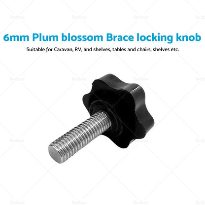 6mm Plum Blossom 1x Awning Brace Locking Knob for Caravan RV