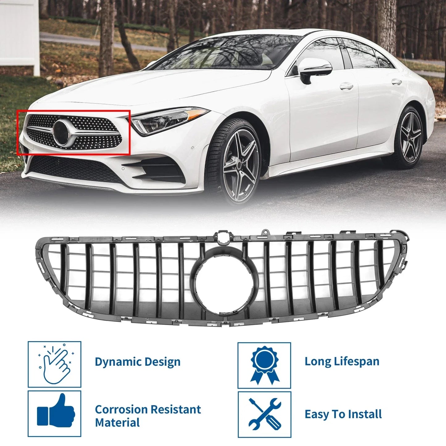 Front Upper Bumper Grille for Mercedes-Benz CLS400 (2015-2018)