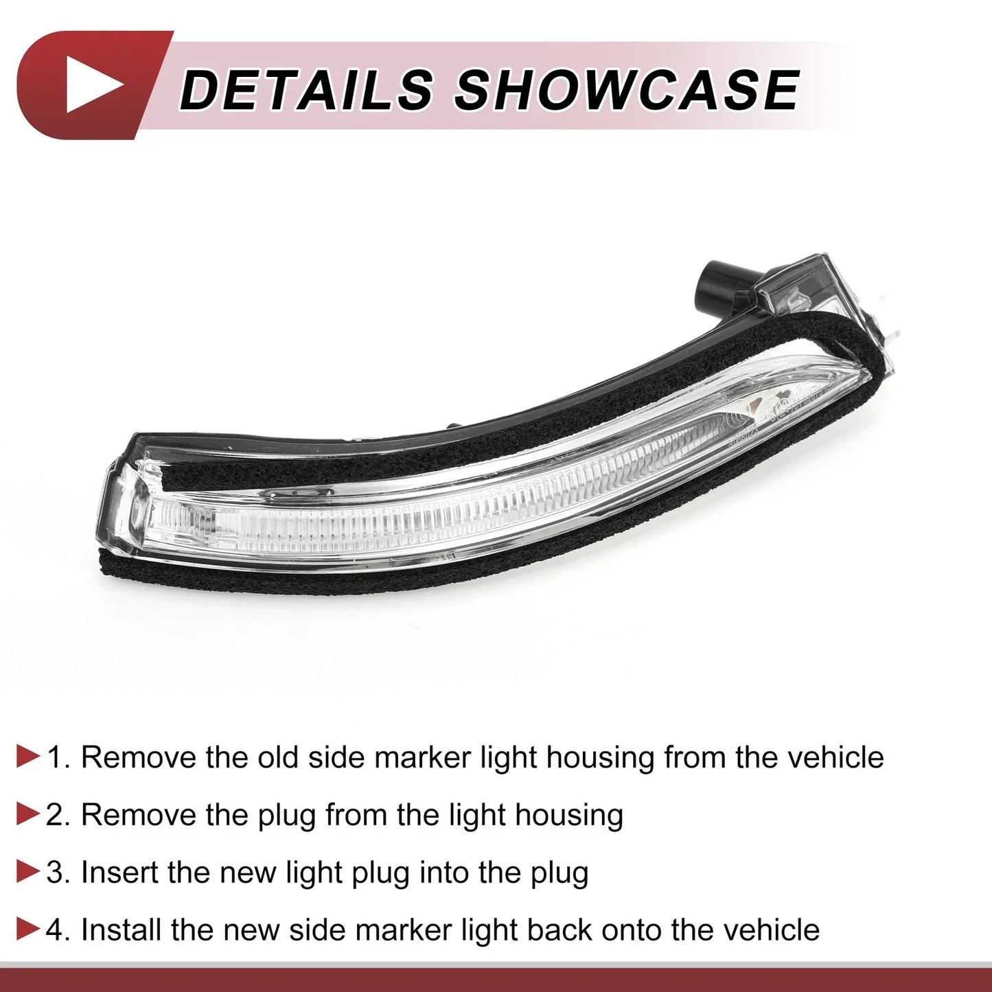 Right Mirror Turn Signal Light for Hyundai Elantra (2017-2023) Black Clear