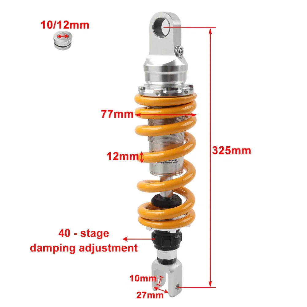 12.8" 325mm Shock Absorbers for Motorcycle Pit Bike Dirt Bike Go Kart Red