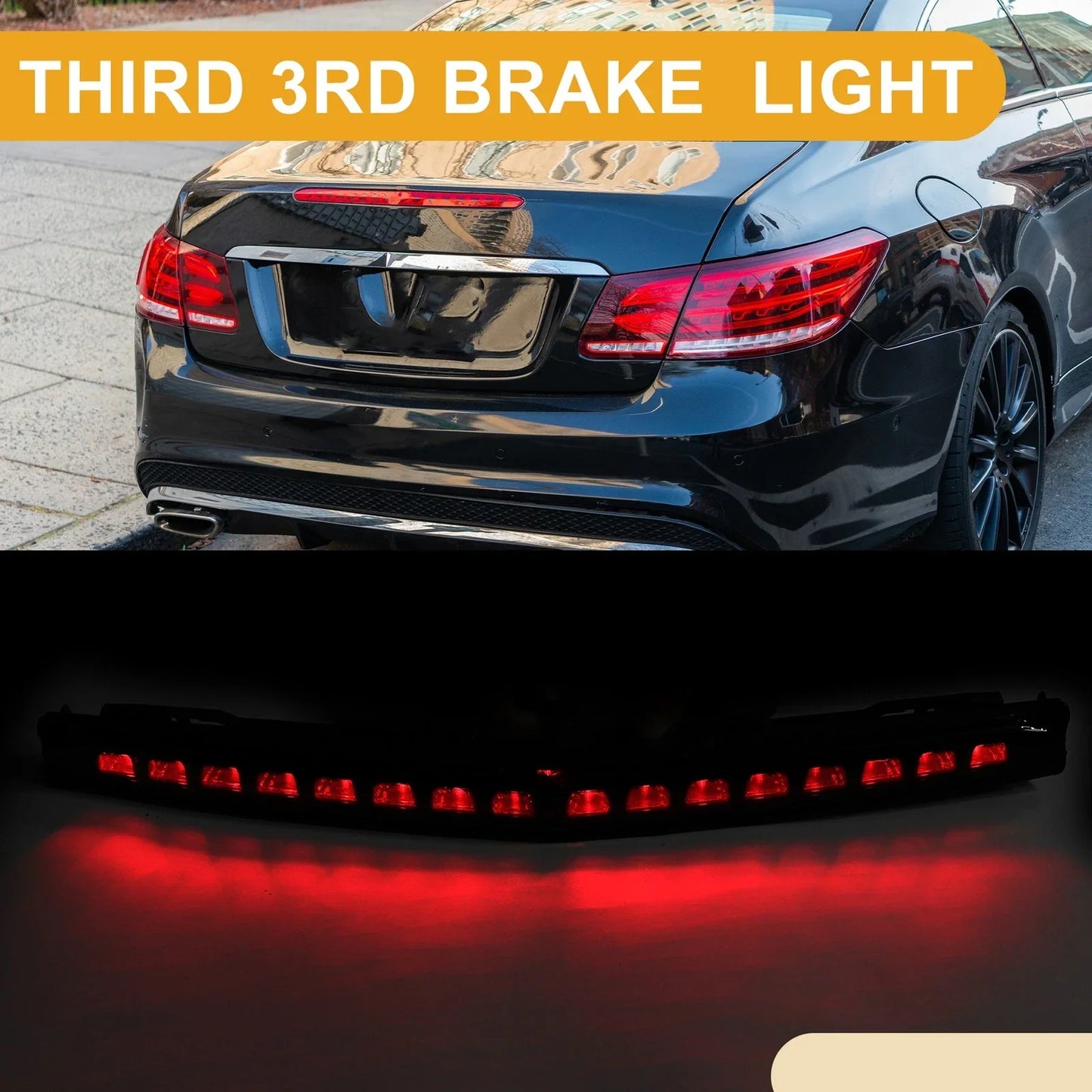 Third Brake Stop Light for Mercedes-Benz E550 2012-2017 ABS Black 1 x