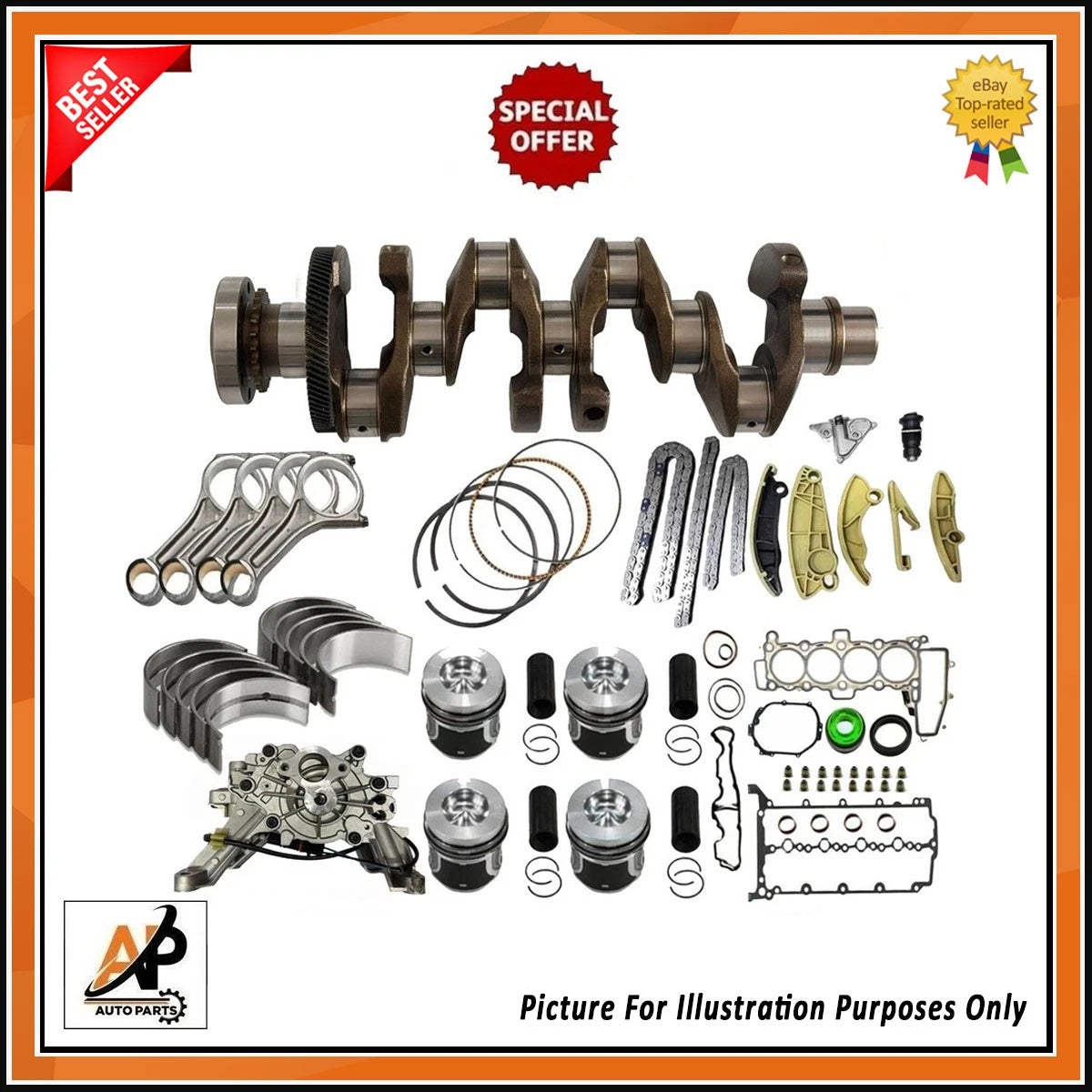 Crankshaft Piston Rebuild Kit for Land Rover Jaguar AJ200 2.0 Diesel (2004–2009)