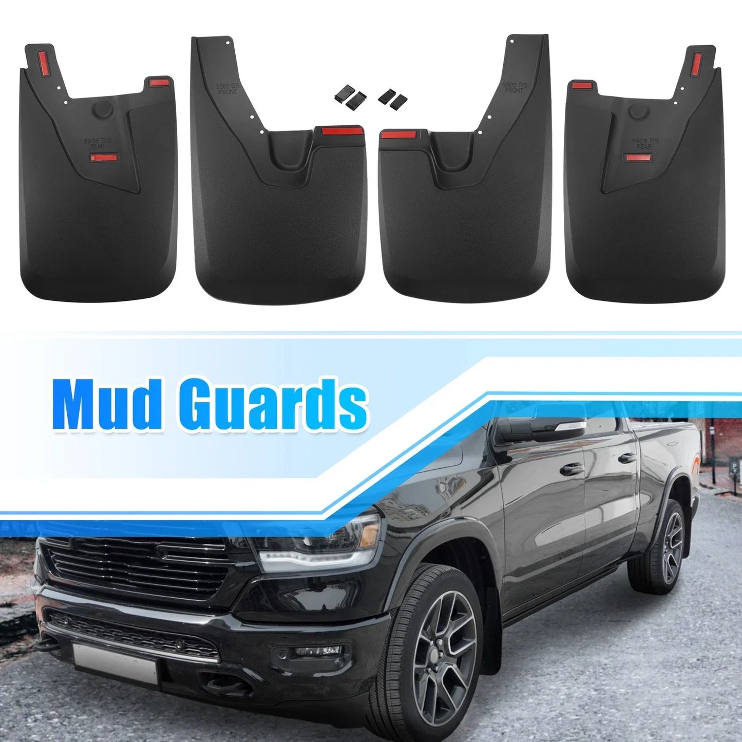 Mud Guards Set for Dodge Ram 2500 3500 (2010-2023) - Front & Rear Liners