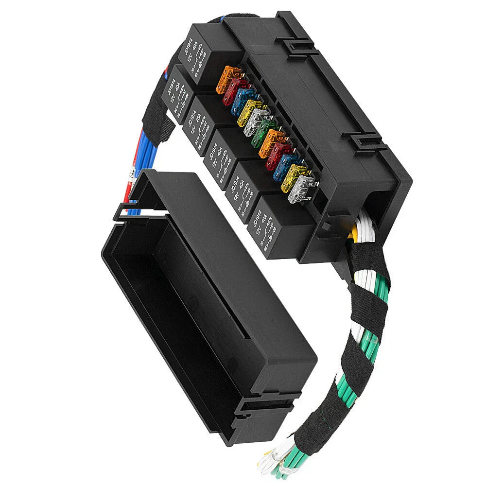 12V 11-Way Relay Fuse Block Box w/ 6 Relays & 11 Fuses for Car