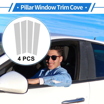 4 Pcs Door Pillar Window Trim for Porsche Panamera (2017-2021) Silver Tone