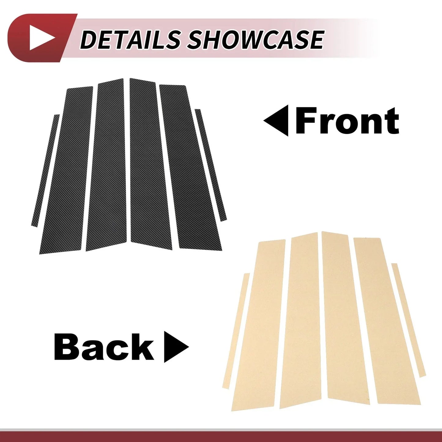 6 Pcs Door Pillar Window Trim for Lexus ES (2019-2022) Carbon Fiber Black