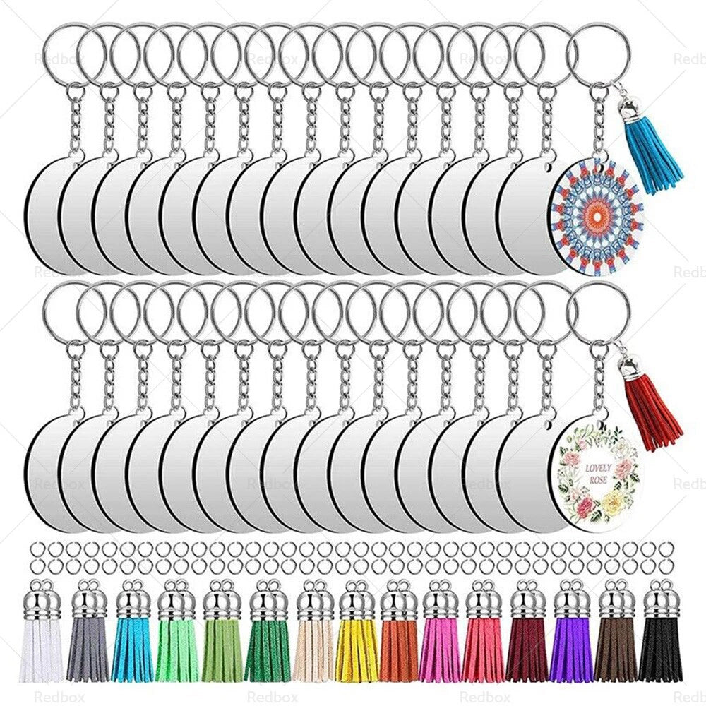 150PCS Blank Keychains Set for Crafts & Jewelry