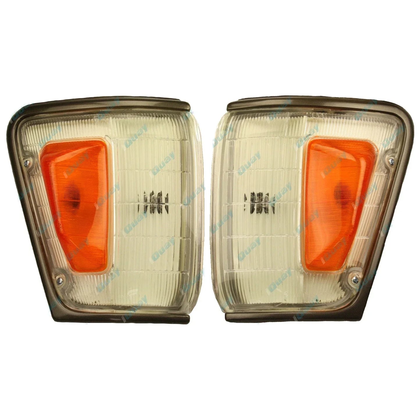 Grey Trim Corner Indicator Park Lights Pair for Toyota Hilux 1988-1991