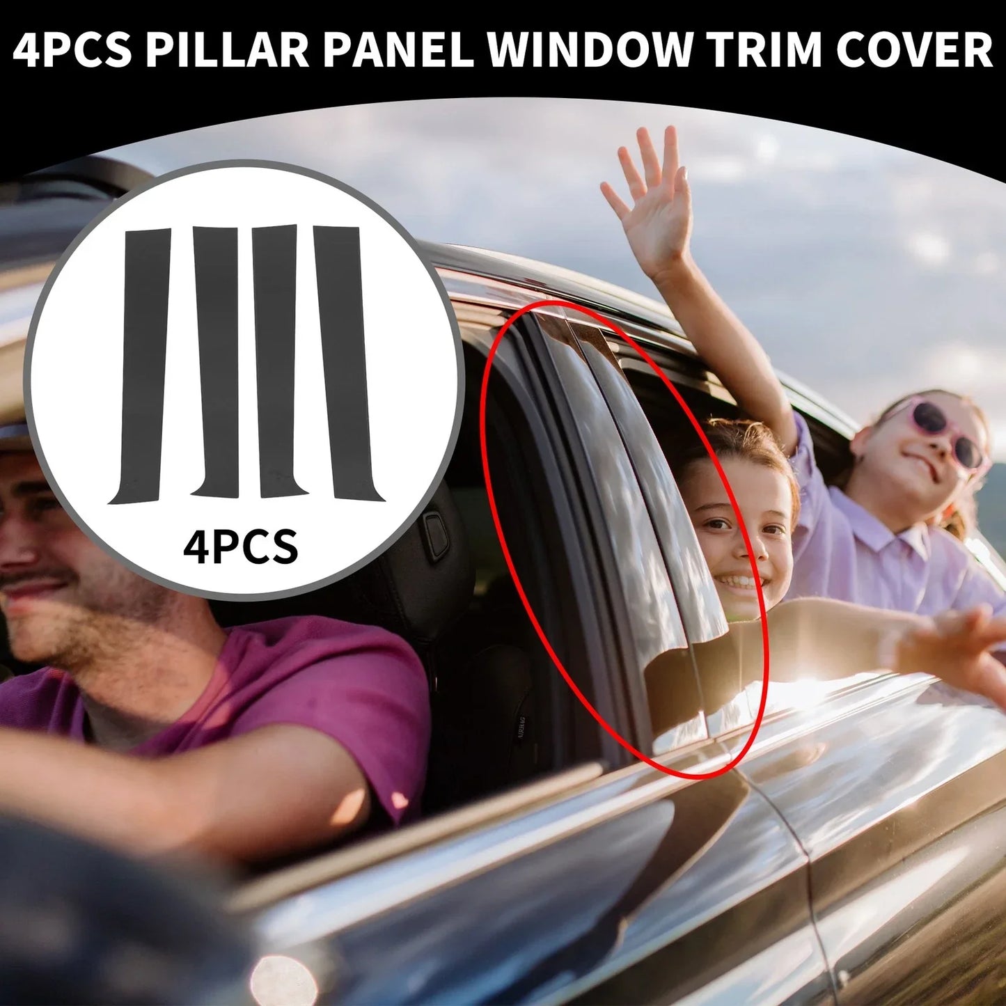 4 x Car Pillar Window Trim Covers for Dodge Ram 1500 (2002-2008) Black