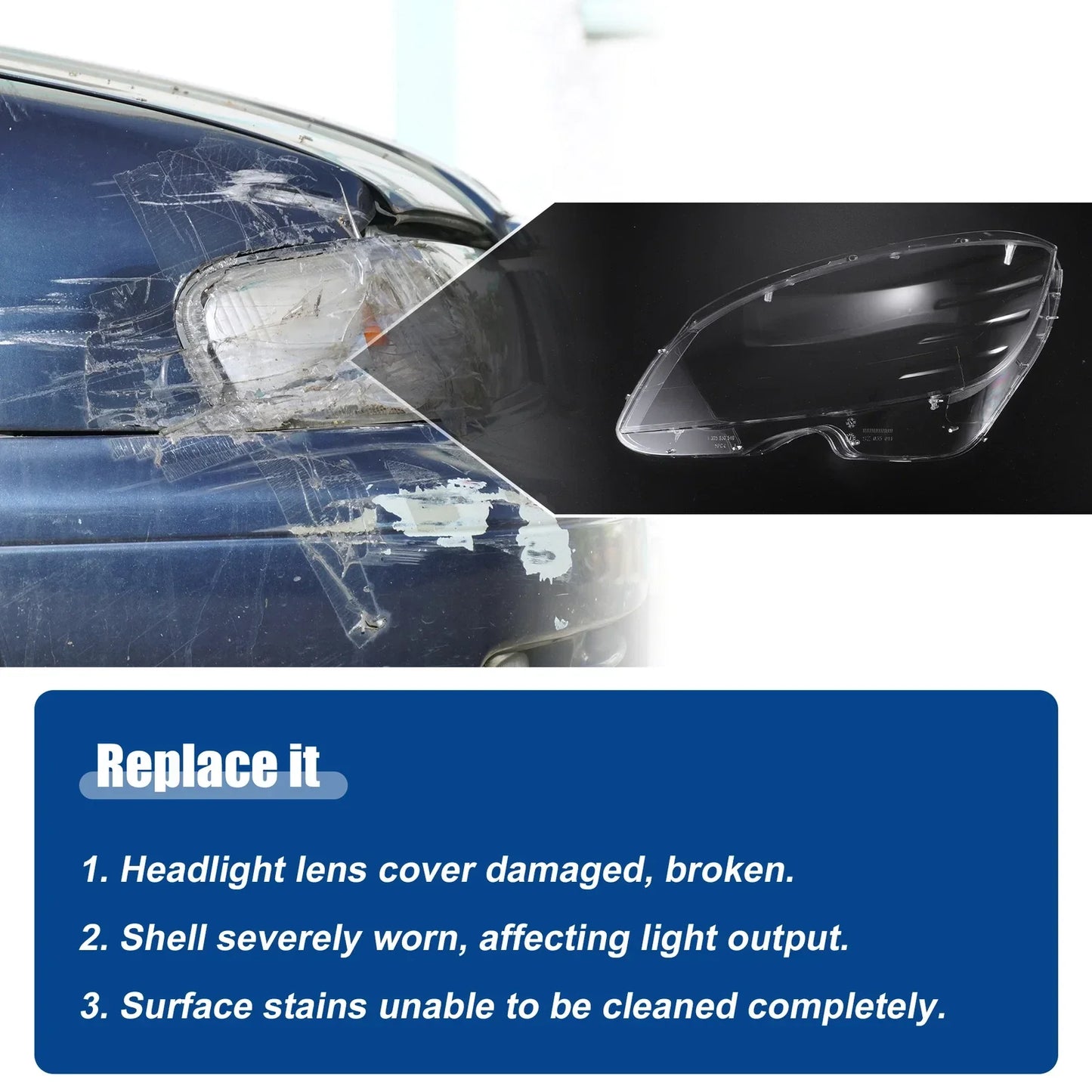 Headlight Clear Lens Cover for Mercedes Benz C-Class W204 (2007-2014)