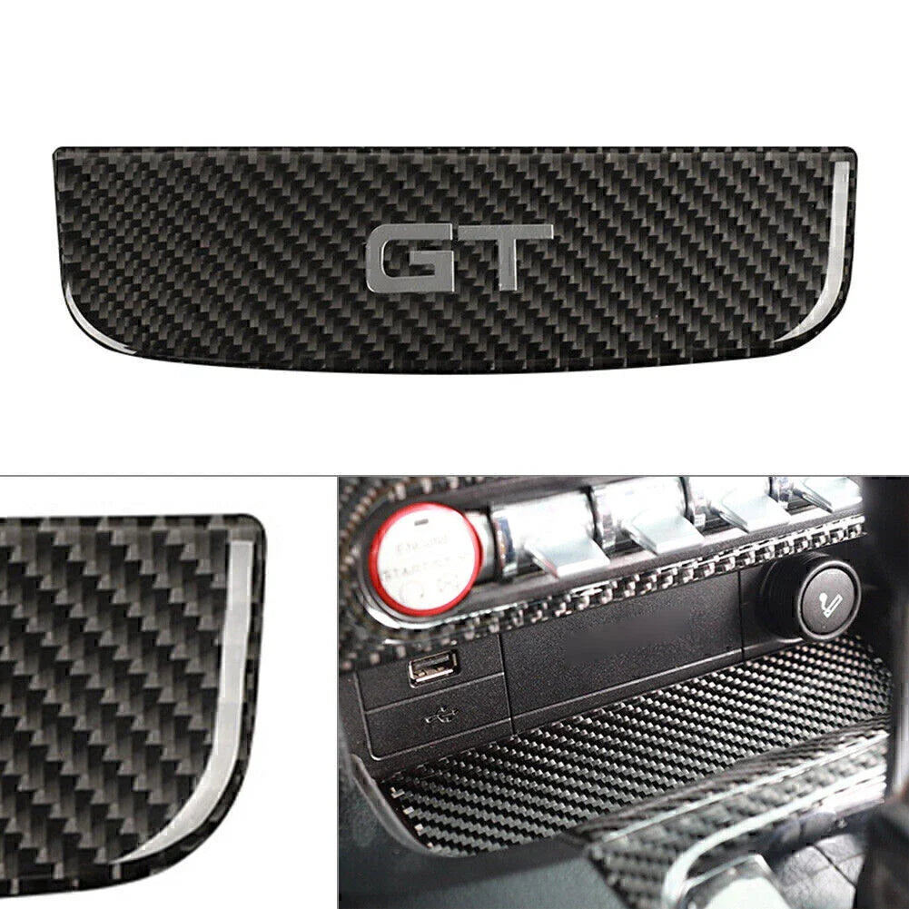Carbon Fiber Interior Storage Box Trim Cover for Ford Mustang (2015-2019)