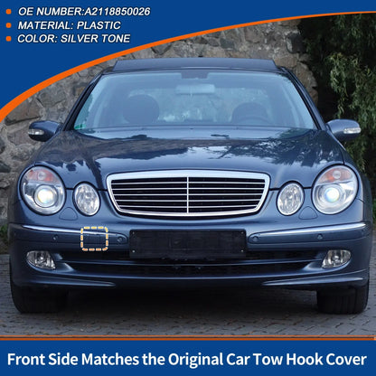 Front Car Bumper Tow Hook Cover for Mercedes-Benz (2003-2012) Silver Tone